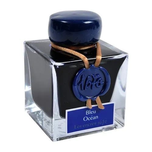 Herbin ink 1670 serie - 50ml Bleu Ocèan with gold glitter