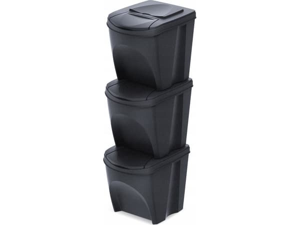 KEDEN KOSZ NA ŚMIECI SORTIBOX SET3 - ANTRACYT ECO WOOD