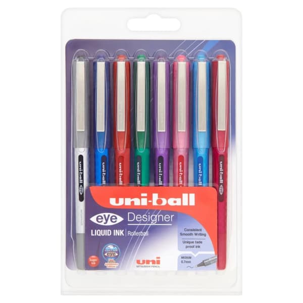 Uni-ball Eye Designer 8pack - 8 farver medium
