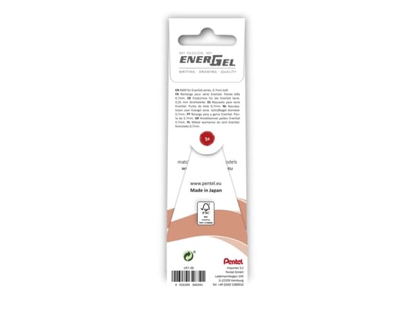 Rollerpen Pentel Energel rød 3-pack LRN7-3B - (12 stk.)
