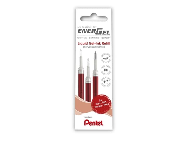 Rollerpen Pentel Energel rød 3-pack LRN7-3B - (12 stk.)