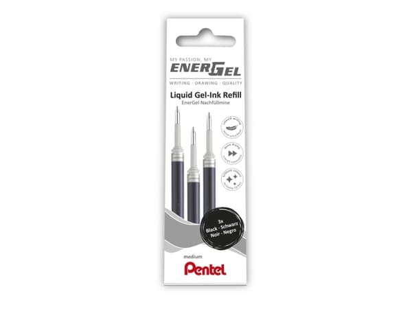 Refill, Pentel Energel, 0,35MM, black 2803791, pack of 12 pieces - (12 stk.)