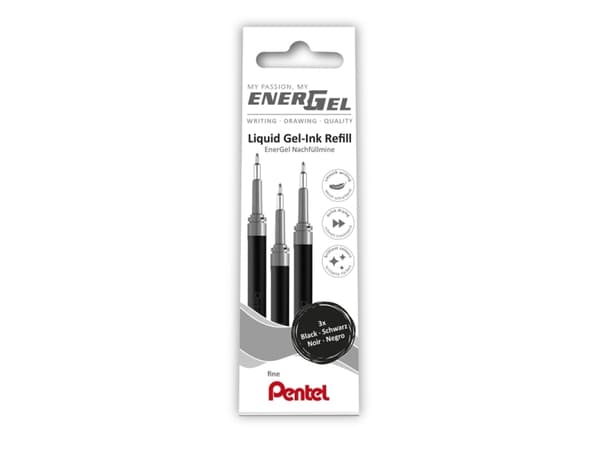 Rollerballpenna Pentel Energel svart 3-pack LRN5-3A - (12 st)