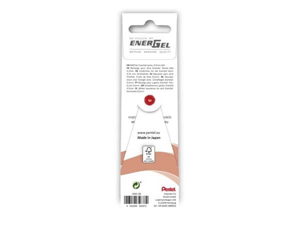 Rullpenna Pentel Energel röd 3-pack LRN5-3B - (12 st.)