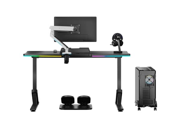 Ultradesk Iron, Rak, Rektangulär form, Spela, Svart, Svart, Svart