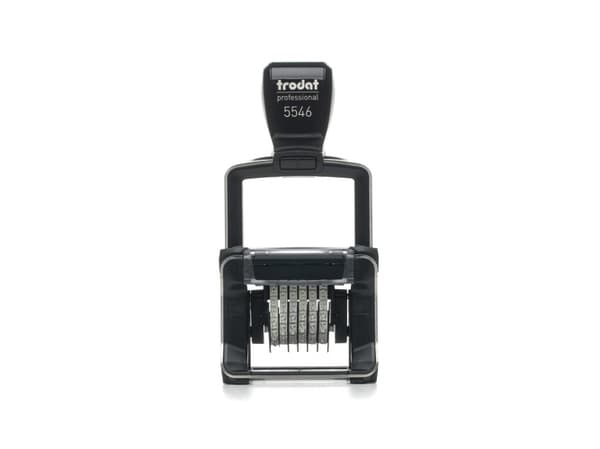 Trodat 5546, Självpåfyllande, Nummerstämpel, 4 x 27 mm, Svart, Rostfritt stål, Svart, Austrian Ecolabel CO2 compensated