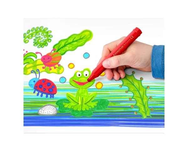 STAEDTLER Noris junior kuitukärkikynät, 6 kpl laatikko, vesipohjainen muste, pestävä, viivan leveys: 2,5 mm, - 1 kpl (329 C6)