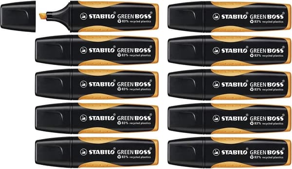 STABILO GREEN BOSS, 1 styck, Orange, Mejselspets, Svart, Orange, Plast, 2 mm