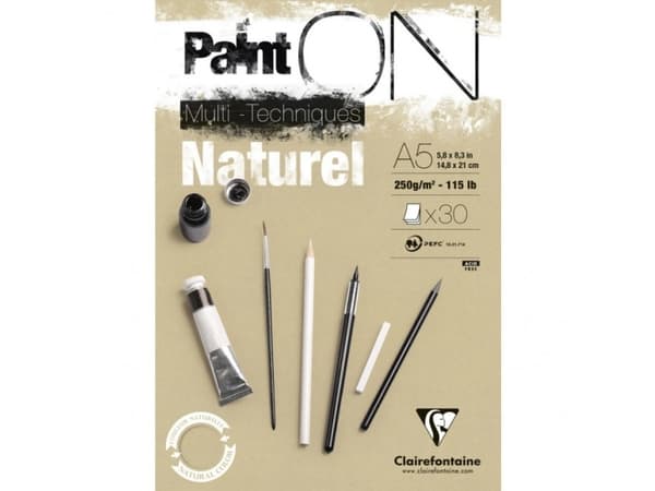 Paint-On Blok A5 250gram 30 ark brunt/naturel papir, multi teknik, toplimet