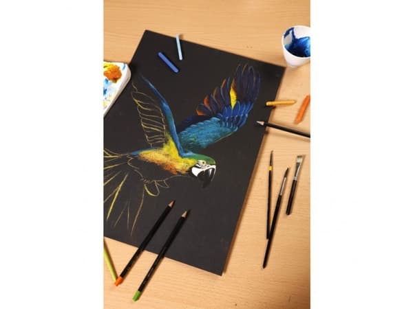 Paint-On Pad A5 250gramma 20 arkkia mustaa paperia, monitekniikkainen, ylhäältä liimattu