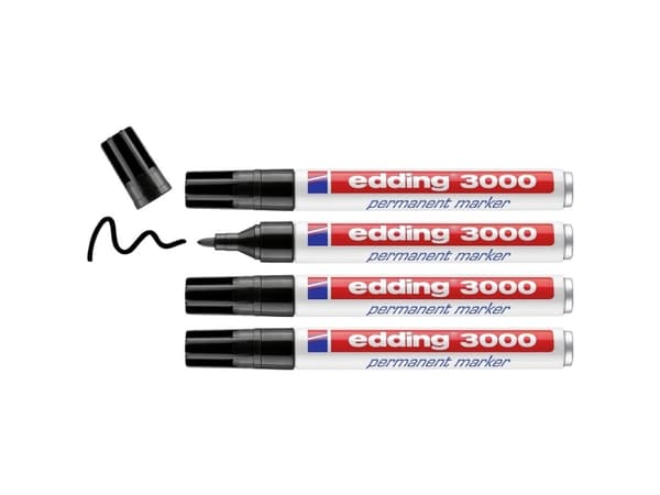Edding Permanentmarker 4-3000-4-1001 Permanentmarker Sort vandfast: Ja