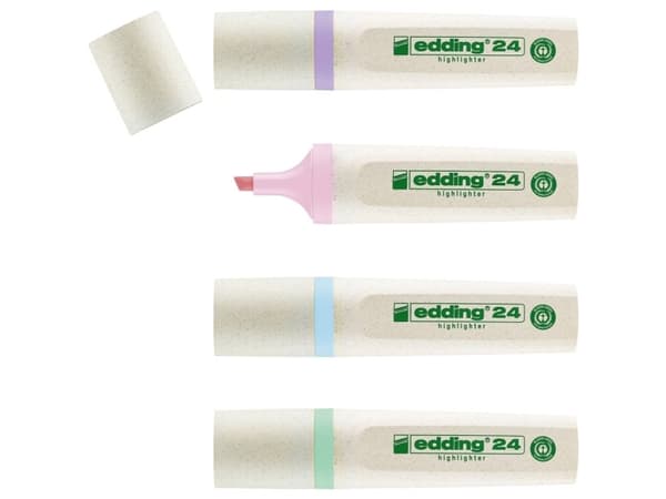 EDDING highlighter 24 EcoLine pastell 4 stk assortert - EDDING 24-4-1000 2-5mm (4-24-4-1000)