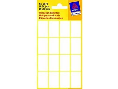Avery Zweckform - Vit - 18 x 29 mm 96 etikett(er) (6 ark x 16) universaletiketter