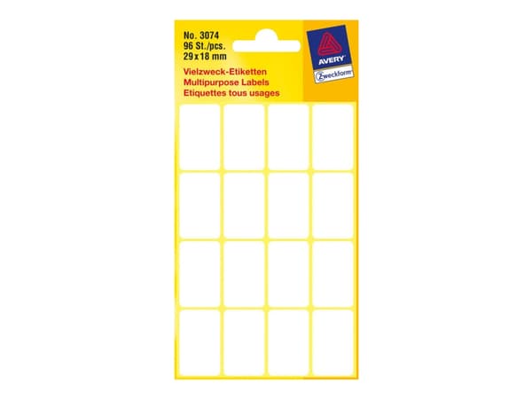 Avery Zweckform - Hvit - 18 x 29 mm 96 etikett(er) (6 ark x 16) flerbruks merkelapper