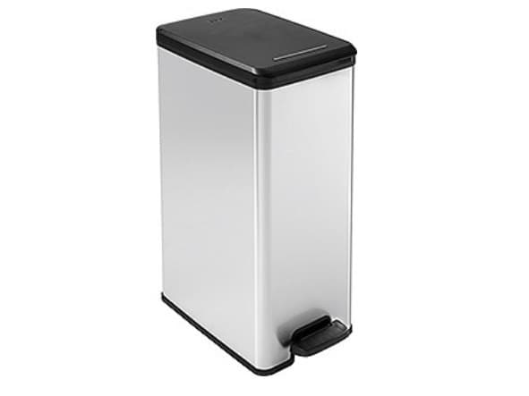 Curver Slim Bin 40L, 40 l, firkant, Plast, Sort, Sølv, Pedal, 250 mm