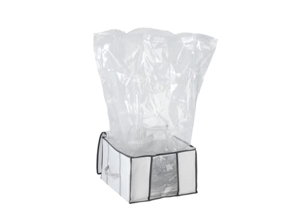WENKO Soft Box S, Myk klesoppbevaringsbag, Gjennomsiktig, Hvit, Polyethylen, Polypropylen (PP), Glidelås, 40 cm, 25 cm
