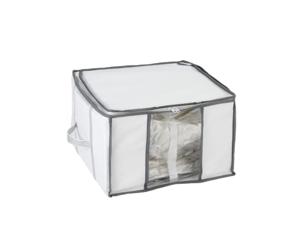 WENKO Soft Box S, Myk klesoppbevaringsbag, Gjennomsiktig, Hvit, Polyethylen, Polypropylen (PP), Glidelås, 40 cm, 25 cm