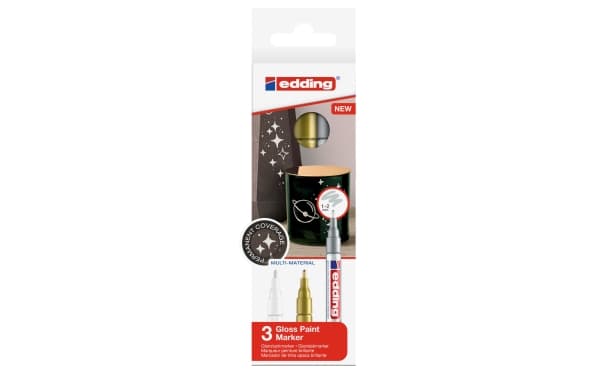 Edding 751, Guld, Silver, Vit, Fin spets, Multifärg, Plast, Bold, 1 mm