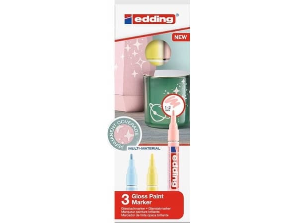 Edding 751, Blå, Rosa, Gul, Rundad spets, Multifärg, Gjuten aluminium, Fin, 1 mm