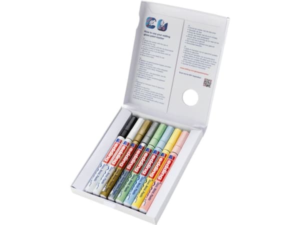 Edding 751, Svart, Blå, Guld, Grön, Rosa, Silver, Vit, Gul, Multifärg, Pastel Yellow, Pastel Green, Pastel Blue, Pastel Pink, 8 färger, Rundad spets,