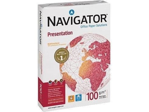Navigator PRESENTATION A4, Universel, A4 (210x297 mm), 500 ark, 100 g/m2, Hvid, ISO 9001, ISO 9706, ISO 9708, ISO 14001