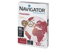 Navigator PRESENTATION A4, Universel, A4 (210x297 mm), 500 ark, 100 g/m2, Hvid, ISO 9001, ISO 9706, ISO 9708, ISO 14001