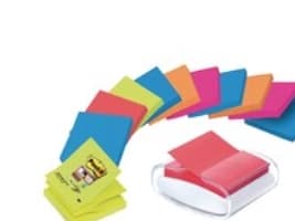 Post-it® Z-Notes PRO dispenser + 12 Super Sticky Z-Notes blokke, 76 mm x 76 mm