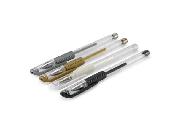 Hama Classic, Gelpenna med kork, Svart, Guld, Silver, Vit, Svart, Guld, Silver, Transparent, Vit, Plast, Ambidextrous, 0,8 mm