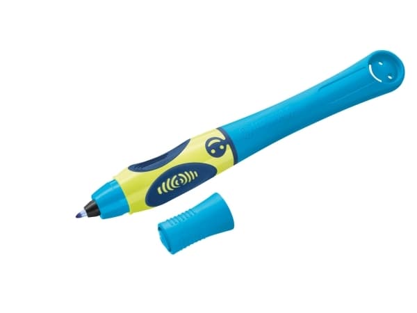 Pelikan griffix® Tintenschreiber für Linkshänder - Neon Fresh Blue - Anklippbarer versenkbarer Stift - Blau - Blau - Kunststoff - Linkshändig - Deuts