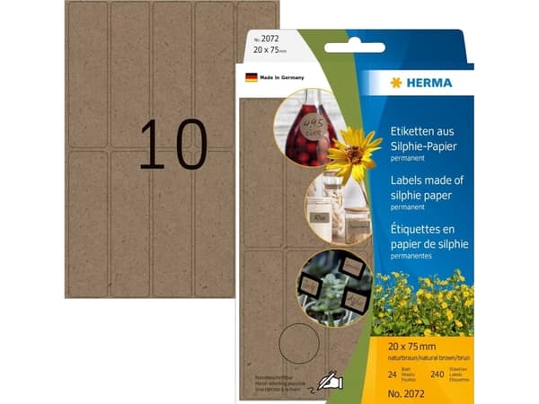 HERMA 2072, Brun, Avrundet rektangel, Permanent, Universell, Papir, 158 g/m²