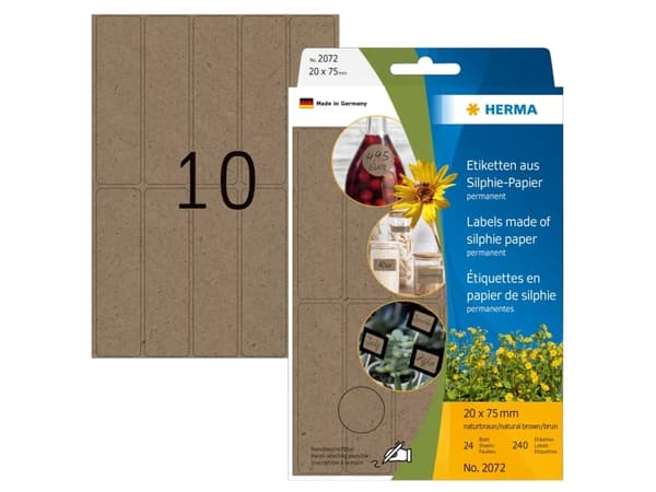 HERMA 2072, Brun, Rundad rektangel, Permanent, Universal, papper, 158 g/m ^