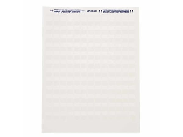 Brady, LAT-19-361-1, selvlaminerende polyester, hvit/klar, 25,4 x 24,64 (80,44) mm, permanent, US Letter, kabeldiameter 7,8 - 18 mm (1000 U.) (029744
