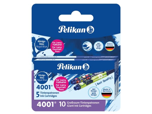 Pelikan 4001, Blå, Reservoarpenna, Blåsa, 10 styck, 5 styck