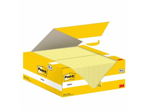 Post-It 653-CY-VP24, Rektangel, Gul, papper, 51 mm, 38 mm, 100 ark