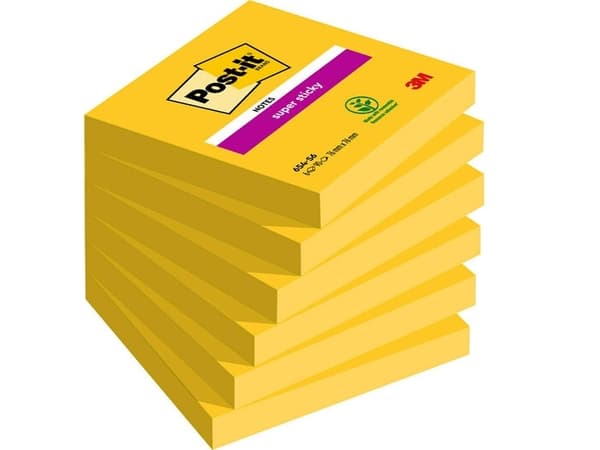 Post-It Super Stick Ultra Yellow (Pack 6) - Gelb - 76 x 76 mm (654-S6)