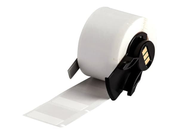 Brady M6-19-427, Gjennomsiktig, Hvit, Selvklebende skriveretikett, Utstanset etikett, Rull, Selvlaminerende vinyl, Trermisk overføring