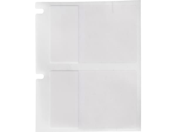 Brady, M6-31-427, vinyyli, itselaminoiva, valkoinen/läpinäkyvä, matta, 25,40 x 12,70(38,10) mm, kaapelin halkaisijoille 4,00 - 8,10 mm, pysyvä (250 E