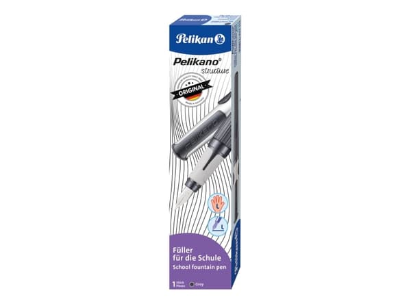 Pelikan 824514, Grå, Påfyllning med bläckpatronssystem, Blå, Rostfritt stål, Vänsterhänt, Låda