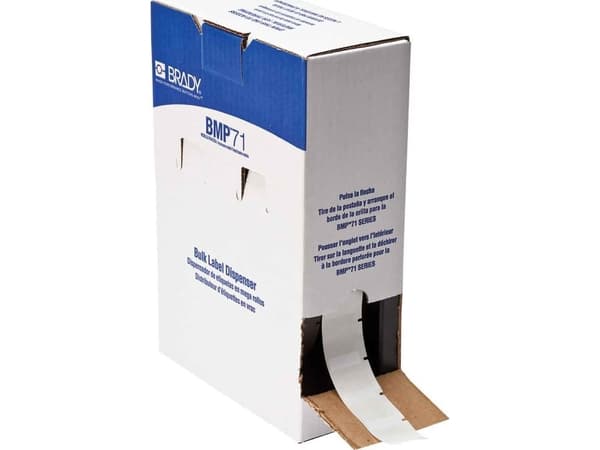 Brady CleanLift Series B-498 - Vinylduk - halvblank - repositionerbart gummihäftämne - 185 mikron - vit - 25,4 x 25,4 mm 2500 etikett(er) (1 rulle(r)