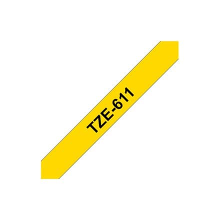 Bror | 611 | Lamineret tape | Termisk | Sort på gult | Rulle (0,6 cm)