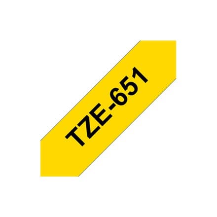 Bror | 651 | Lamineret tape | Termisk | Sort på gult | Rulle (2,4 cm x 8 m)