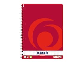 Herlitz 10834117, 80 ark, Rød, A4, 70 g/m², Rute papir, Spiralbinding