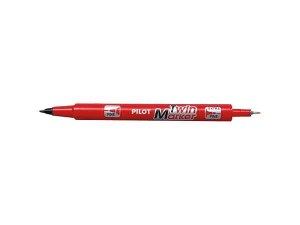 Pilot Twin Marker, Rød, 0,4 mm, 0,8 mm
