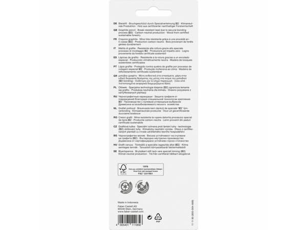 Faber-Castell 111185, HB, Multifärg, Konst, Grafisk teckning, Hobby, Kontor, Skola, Technical drawing, Tyskland, Blåsa, 12 styck