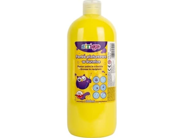 Plakatmaling i en flaske med 1000ml gul STRIGO