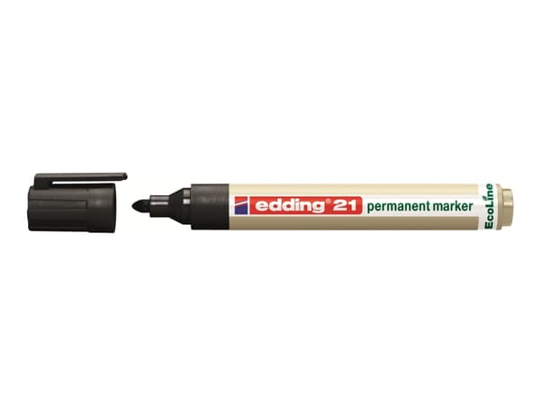 edding EcoLine 21 - Markør - permanent - for glass, metall, plast - svart - 1.5-3 mm