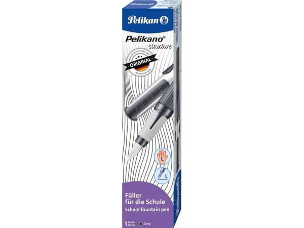 Pelikan 824514, Grå, Påfyllning med bläckpatronssystem, Blå, Rostfritt stål, Vänsterhänt, Låda