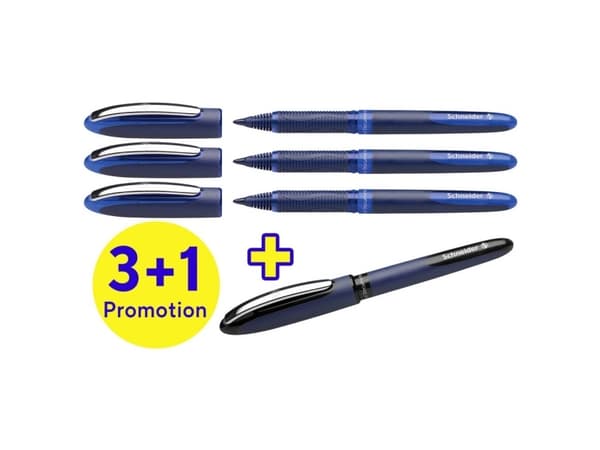 Schneider Schreibgeräte Roller ball One Business 06 0.6 mm Sort, Blå 183084 4 stk