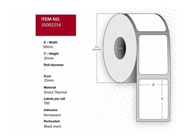 Capture - Permanet adhesiv - hvit - 50 x 25 mm 7200 etikett(er) (16 rull(er) x 450) merkelapper