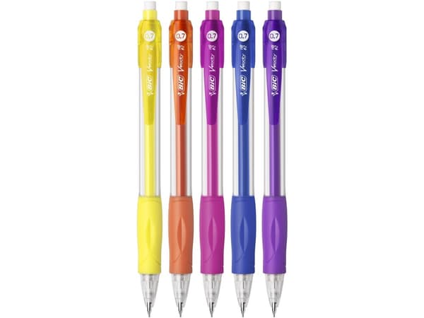BIC Velocity, Multifärg, Blå, Orange, Rosa, Lila, Gul, 2HB, 0,7 mm, Rund, Infällbar